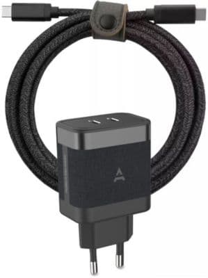 Chargeur ordinateur portable ADEQWAT 65W 2 USB-C + Cable USB-C 2M - Noir