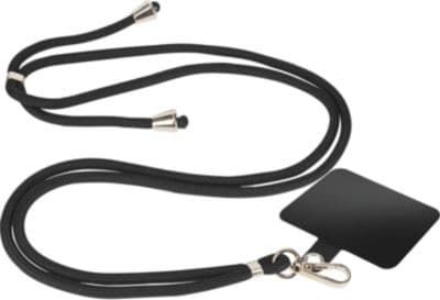 Cordon téléphone AKASHI Tour de Cou 85cm Nylon Tressé Noir
