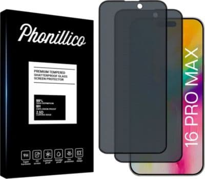 Protège écran PHONILLICO iPhone 16 Pro Max - Verre espion noir x2