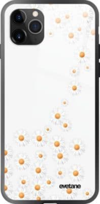 Coque EVETANE Verre iPhone 11 Pro Marguerite