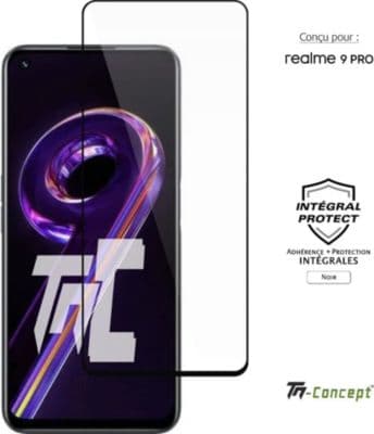 Protège écran TM CONCEPT Verre trempé pour Realme 9 Pro - Noir