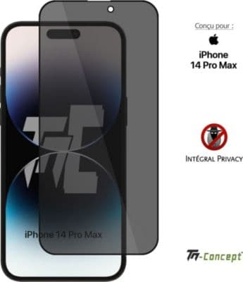 Protège écran TM CONCEPT Verre trempé Privacy iPhone 14 Pro Max