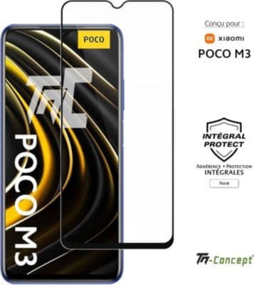 Protège écran TM CONCEPT Verre trempé pour Xiaomi Poco M3 - Noir
