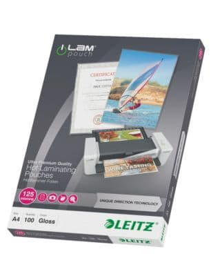 Consommable de bureau pour plastifieuse LEITZ Pochettes 125 UDT A4 boite de 100