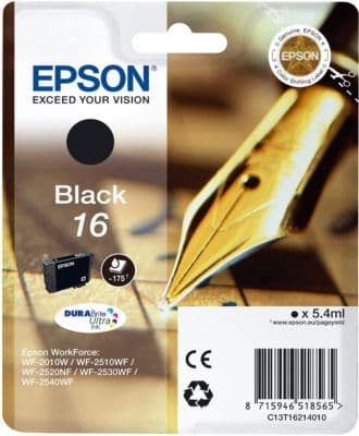 Cartouche d'encre EPSON Originale T1621 Noire Série Stylo Plume - C13T16214010
