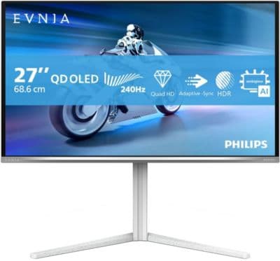 Ecran PC Gamer PHILIPS Evnia 27M2N6501L 27" QHD 240Hz QD-OLED HDR10 G-Sync Ambiglow