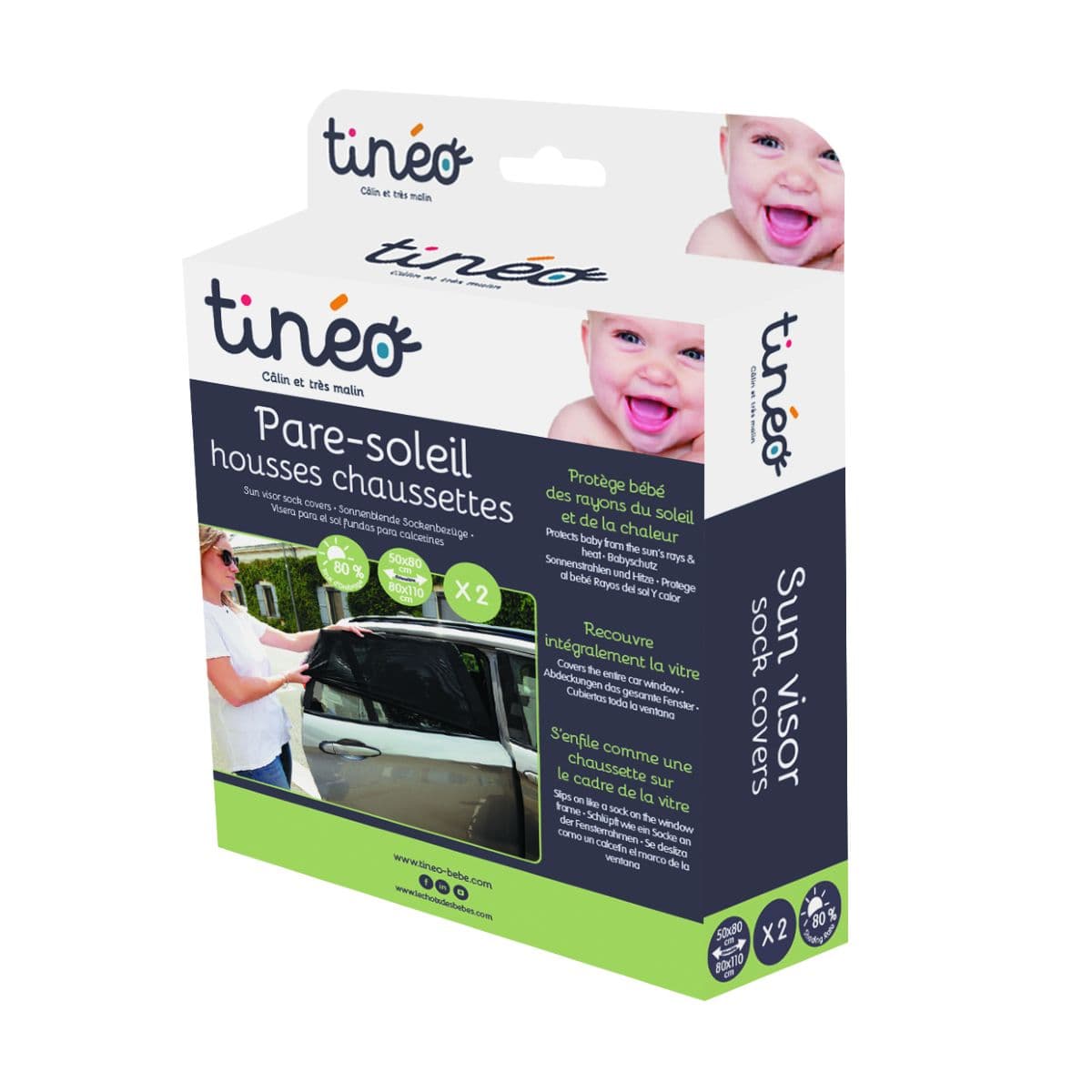 TINEO Lot de 2 housses chaussettes Pare soleil