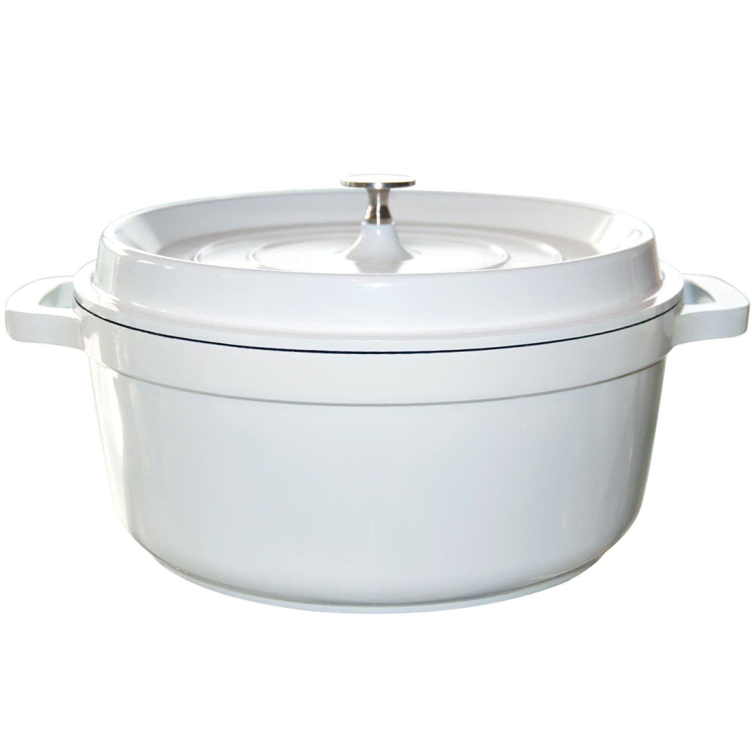 Cocotte ronde en fonte d'aluminium tous feux dont induction 24 cm avec couvercle Blanc