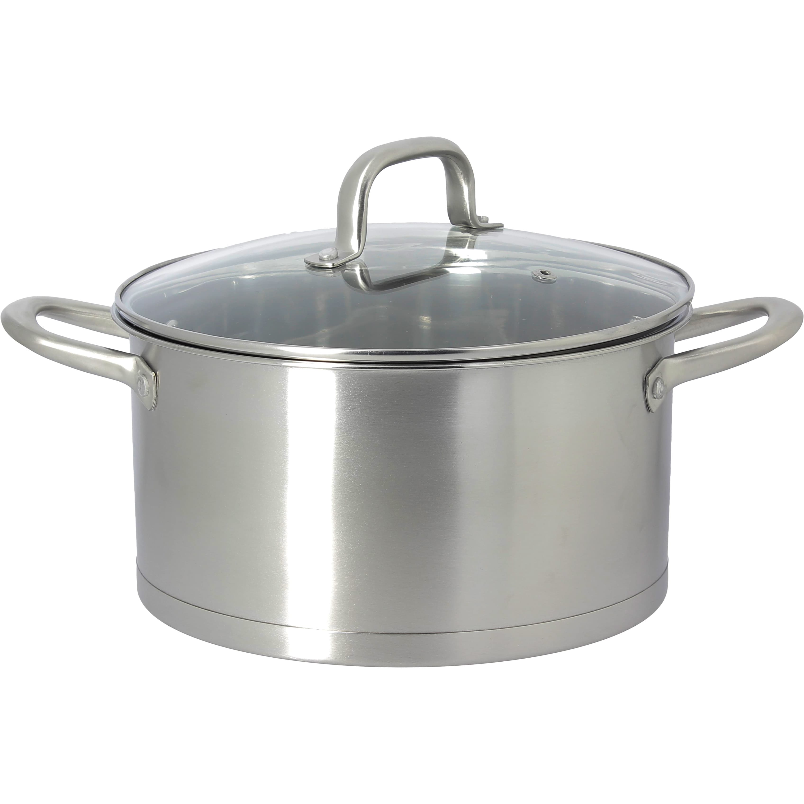 ACTUEL Faitout inox 24cm avec couvercle en verre tous feux dont induction