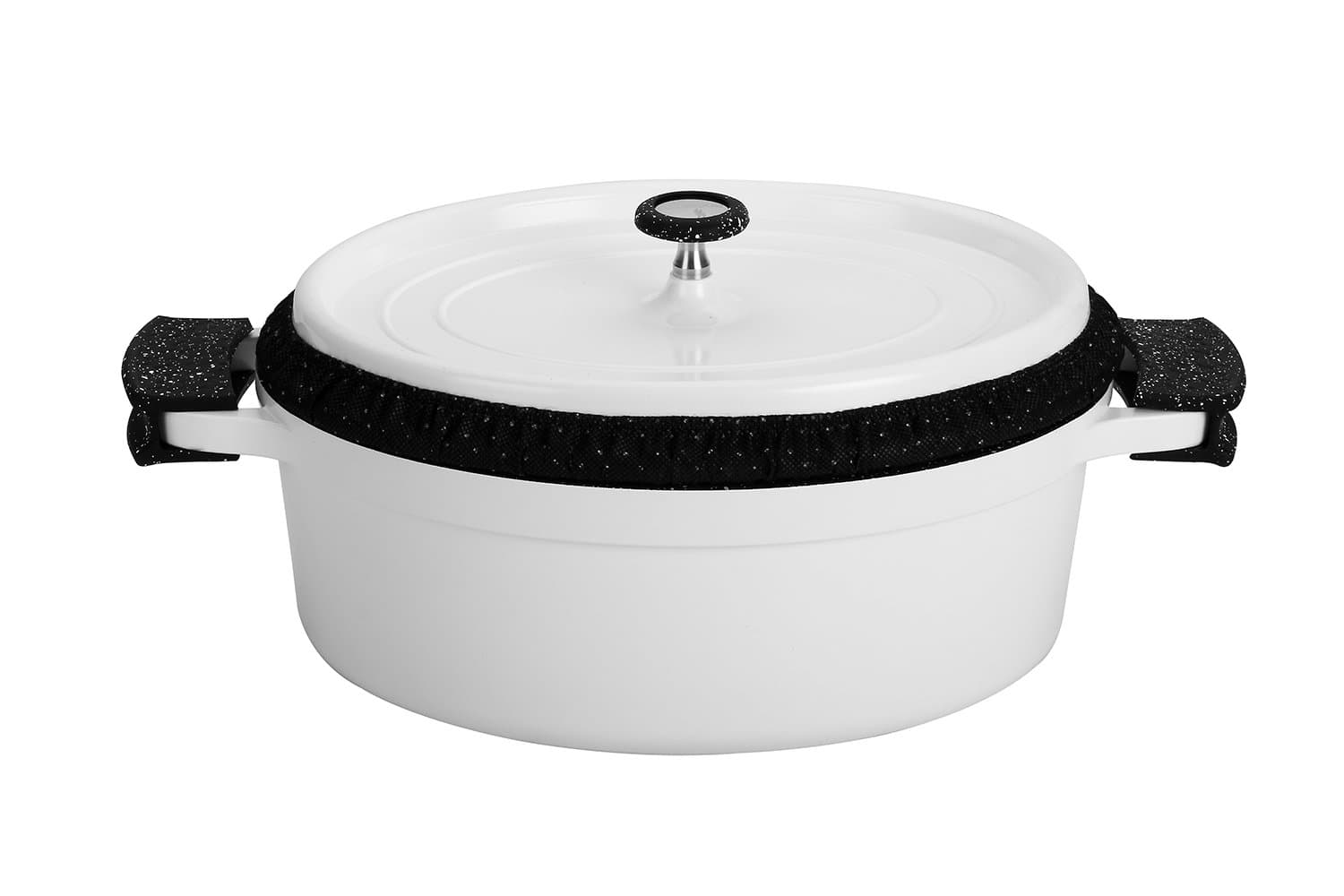 Cocotte ovale en fonte d'aluminium induction 31 cm avec couvercle Blanc