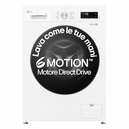 LG F4NX1009NWB Machine à laver frontale 9 kg, 1400 tr/min, Wi‑Fi, 6 Motion Direct Drive, vapeur, Allergy Care, Blanc