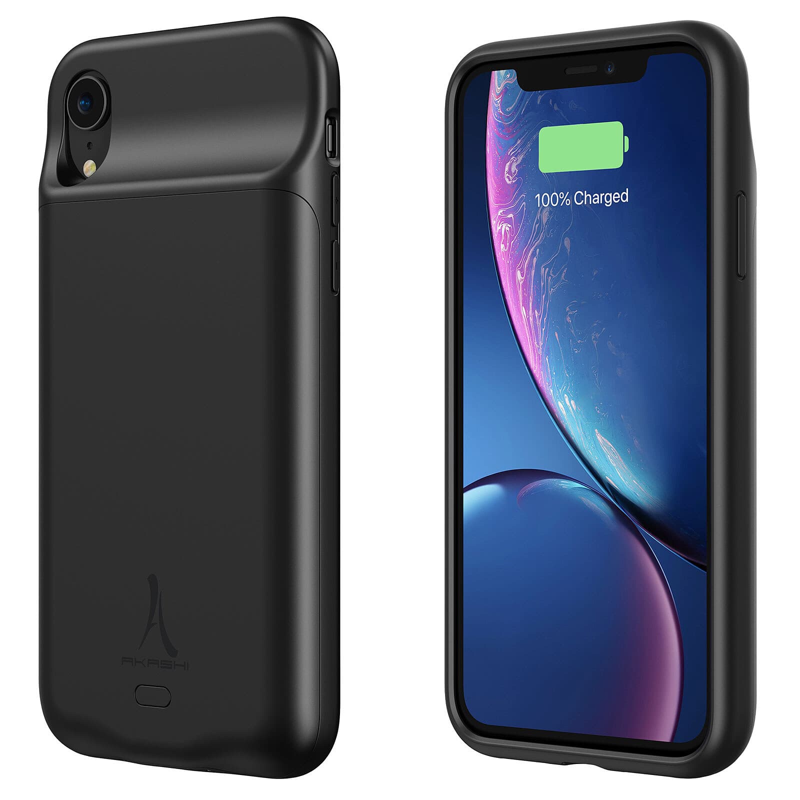 Akashi Coque Batterie Sans Fil Noire iPhone XR