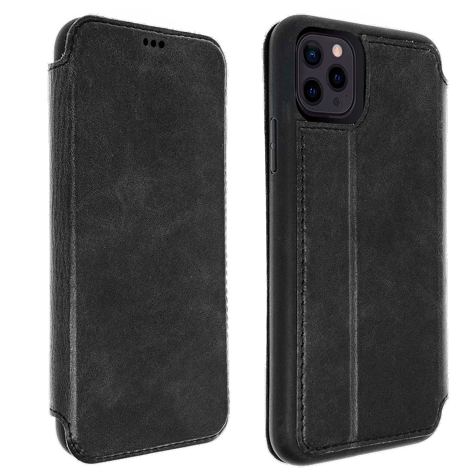 Akashi Etui Folio Cuir Italien Noir iPhone 13 Pro Max