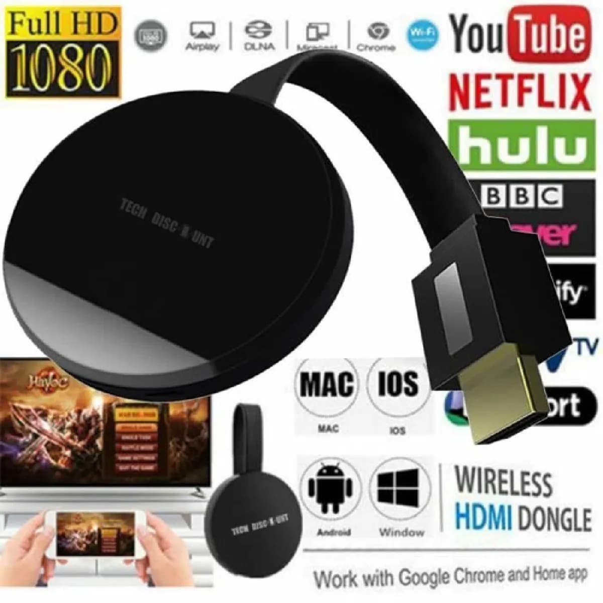 Tech discount Adaptateur vidéo sans fil Wecast 4e génération - Noir