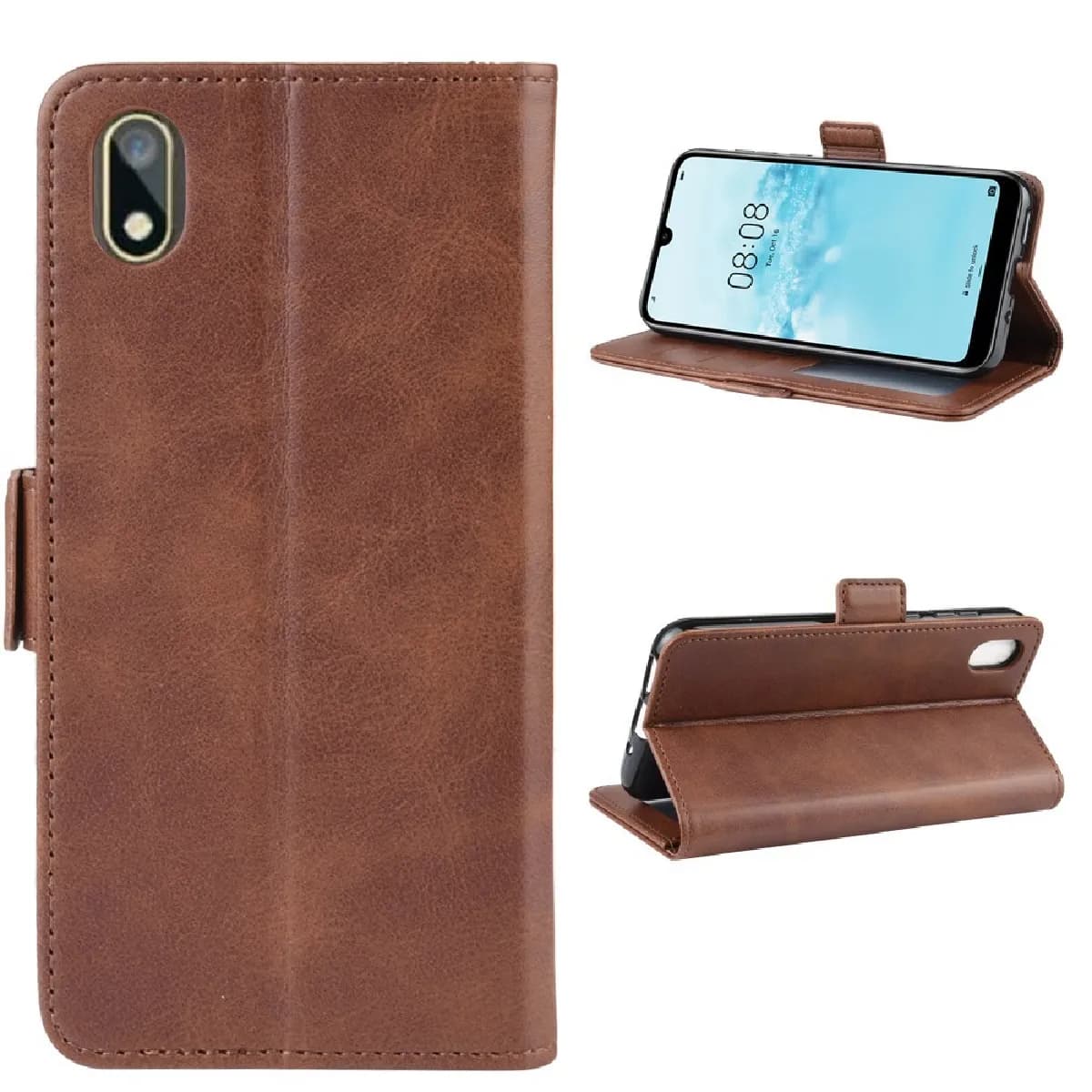 Huawei Y5 2019 - Étui PU café magnétique