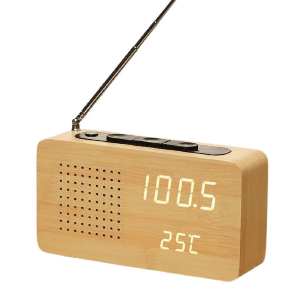 Yonis Réveil digital en bois - Beige