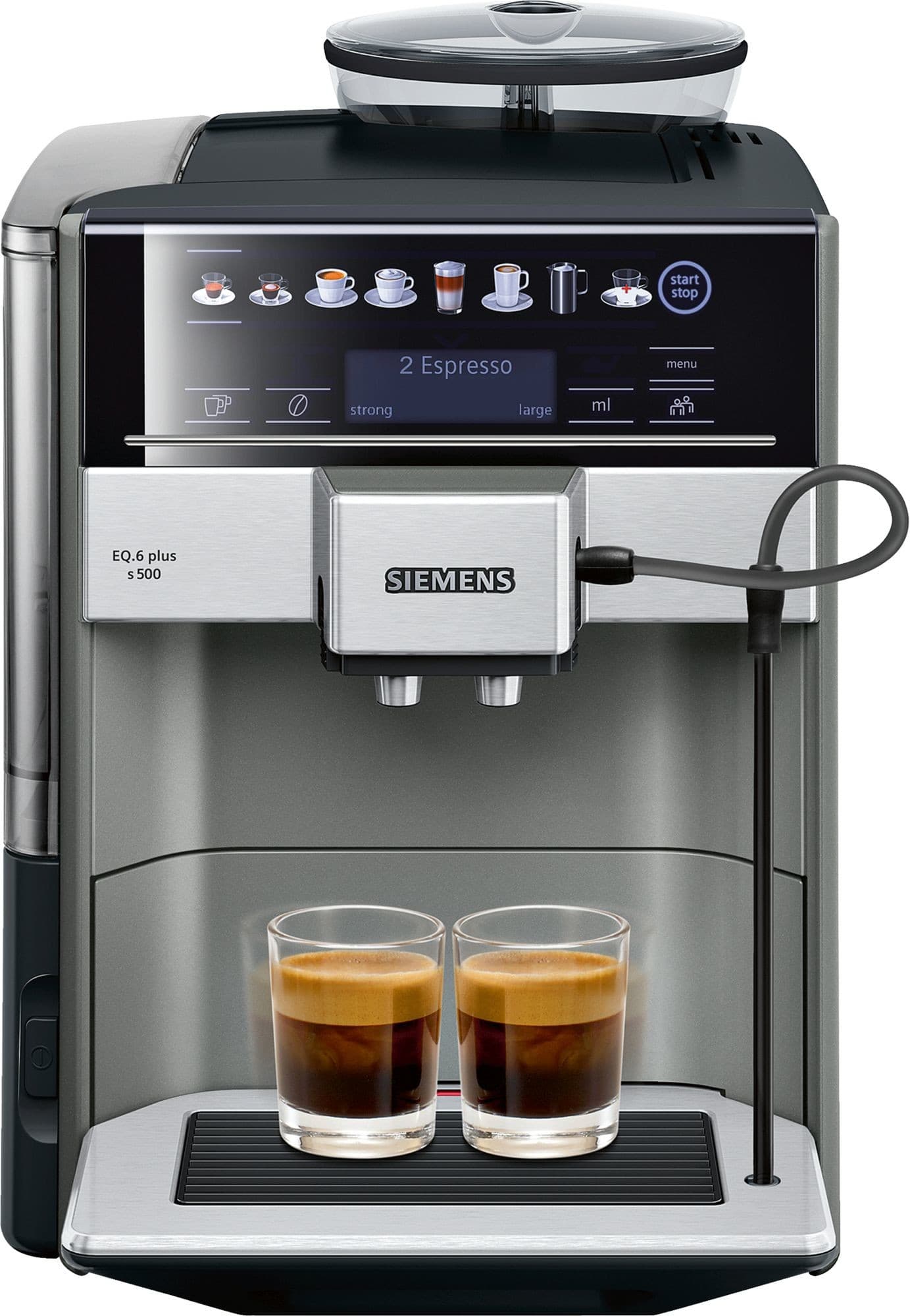 Siemens Machine à café Expresso broyeur EQ.6 Plus S500 Inox - 19 Bars - TE655203RW