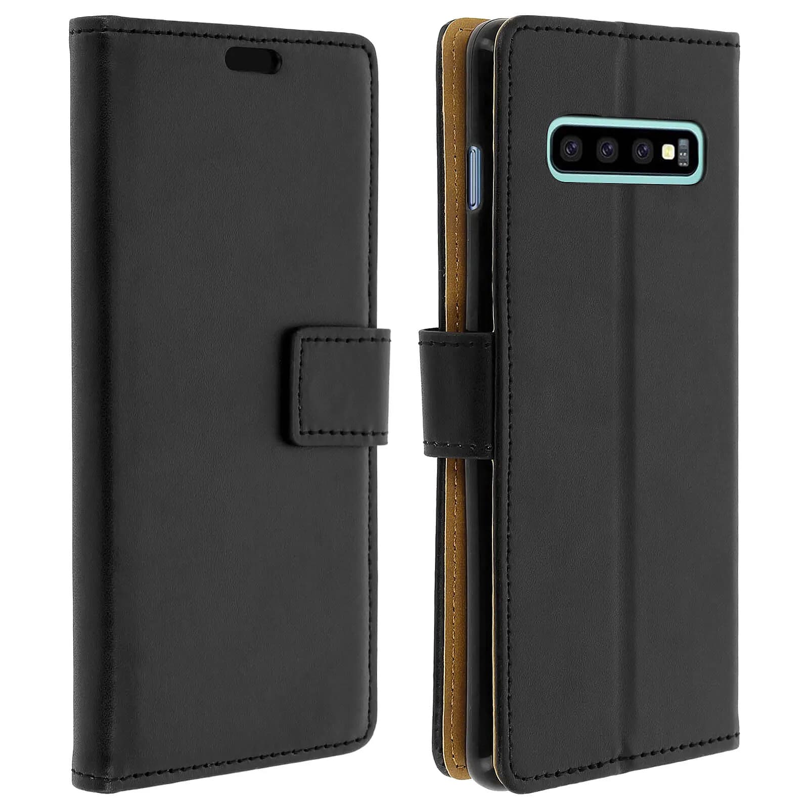 Housse pour Samsung Galaxy S10 Étui Portefeuille Protection Folio Stand Vidéo Noir