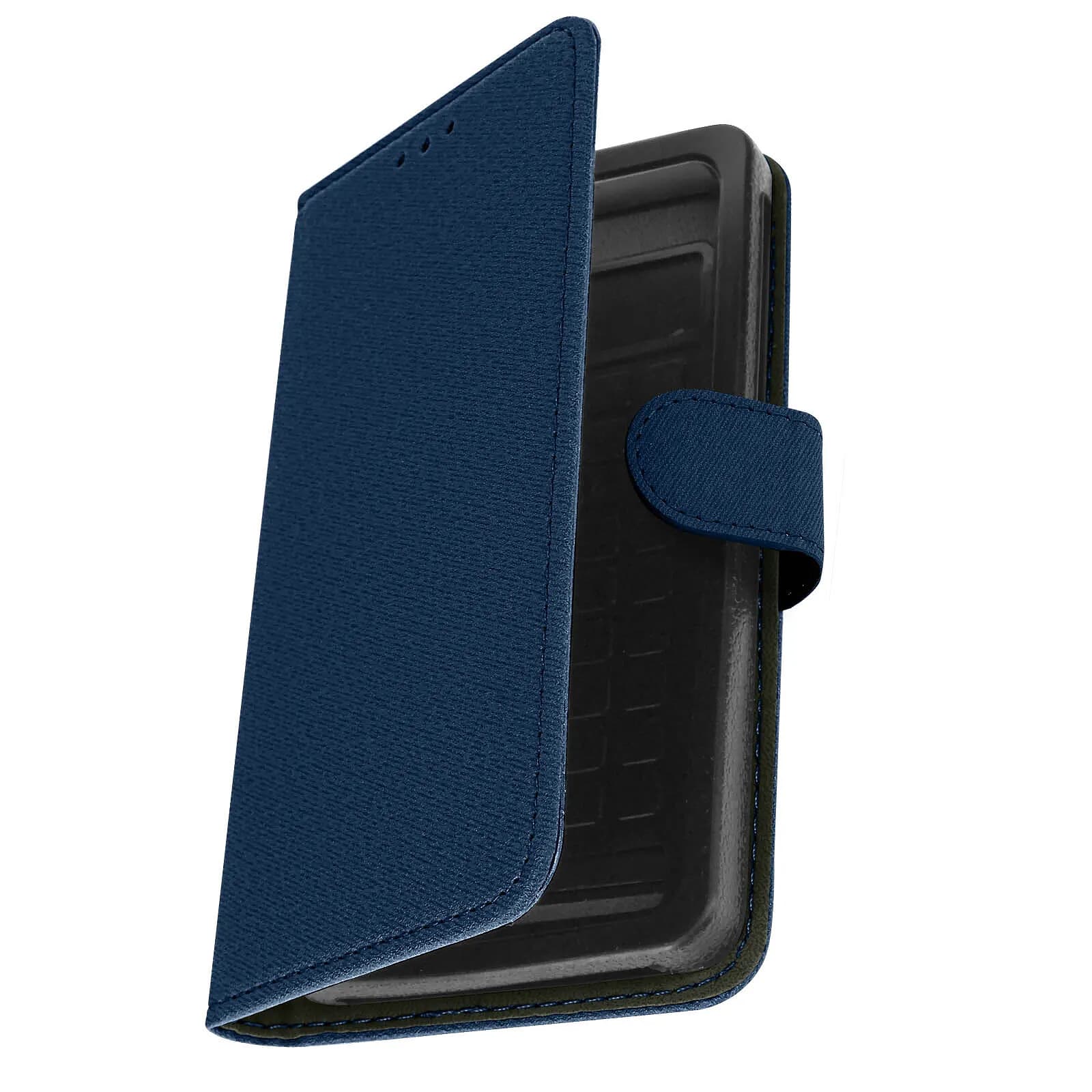 Étui pour Smartphone 5,31 à 5,8 Pouces Tissu Denim Portefeuille Coulissant Bleu nuit