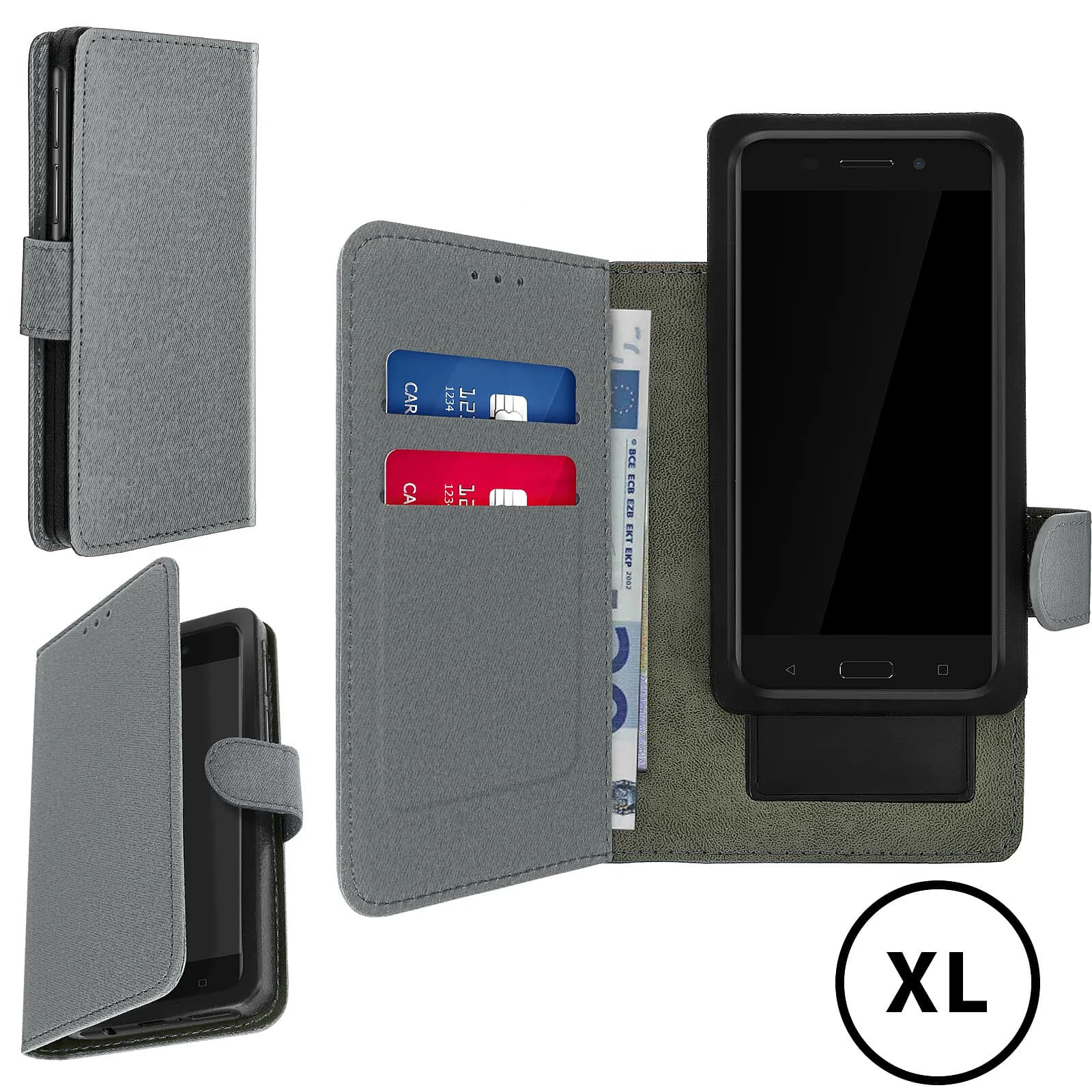 Avizar Étui pour Smartphone 5,31 à 5,8 Pouces Tissu Denim Portefeuille Coulissant