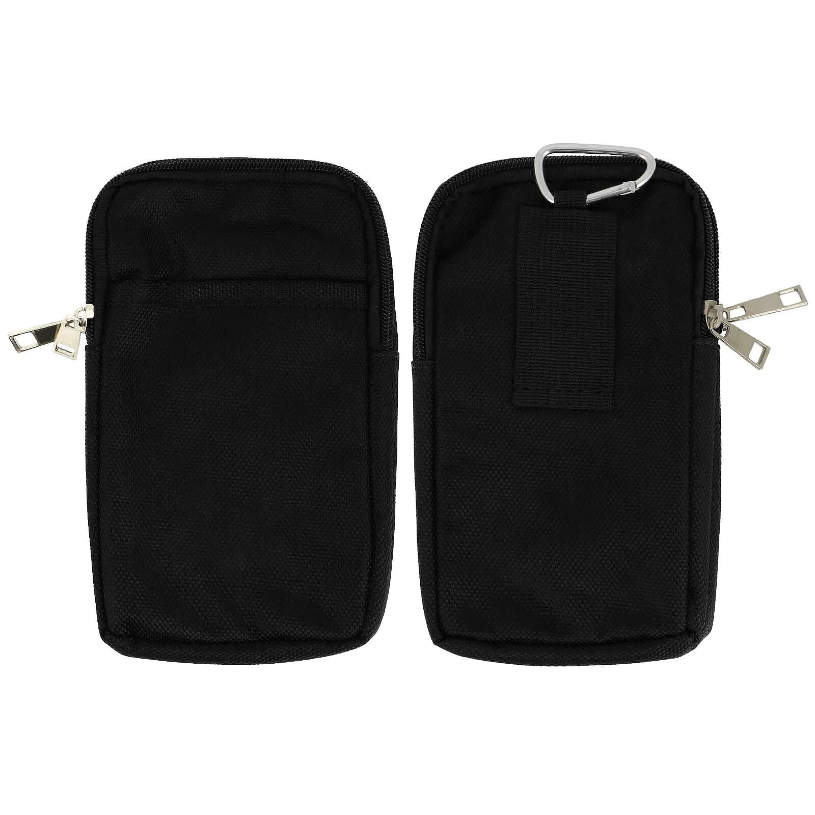 Pochette ceinture Universelle Étui Double Poches Zippées Nylon Épais Noir