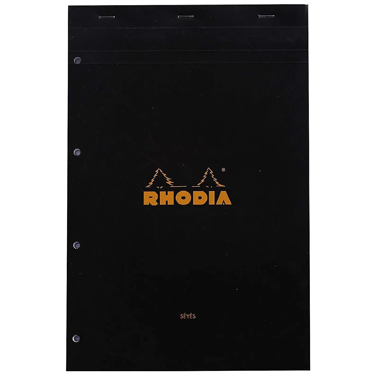 RHODIA bloc noir n°20 21x31,8cm 80 feuilles agrafées 80g 4 trous seyès
