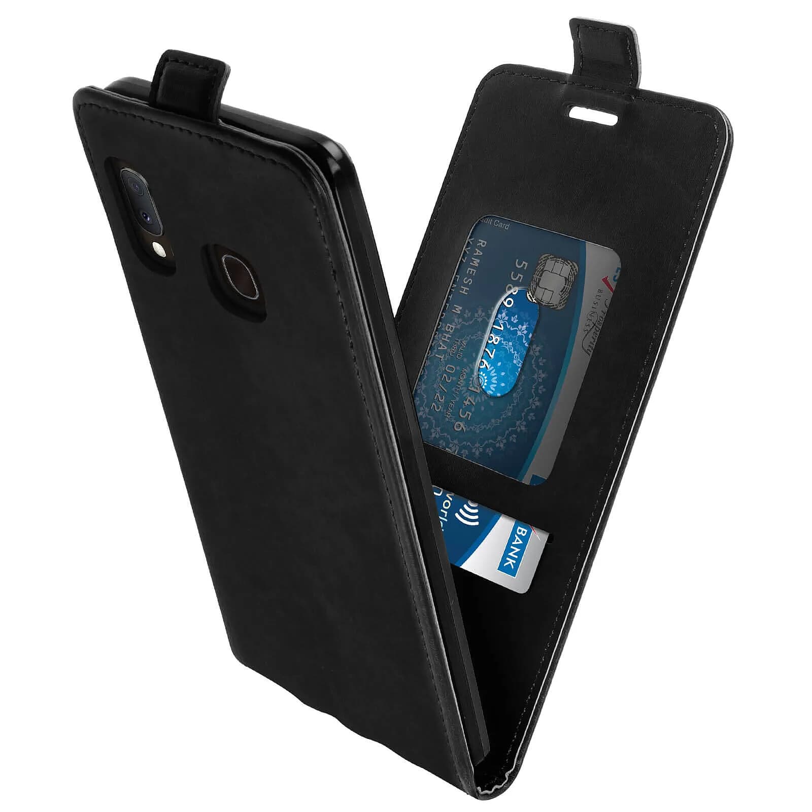 Avizar Étui Clapet Vertical pour Galaxy A20e avec Porte-carte et Support Vidéo