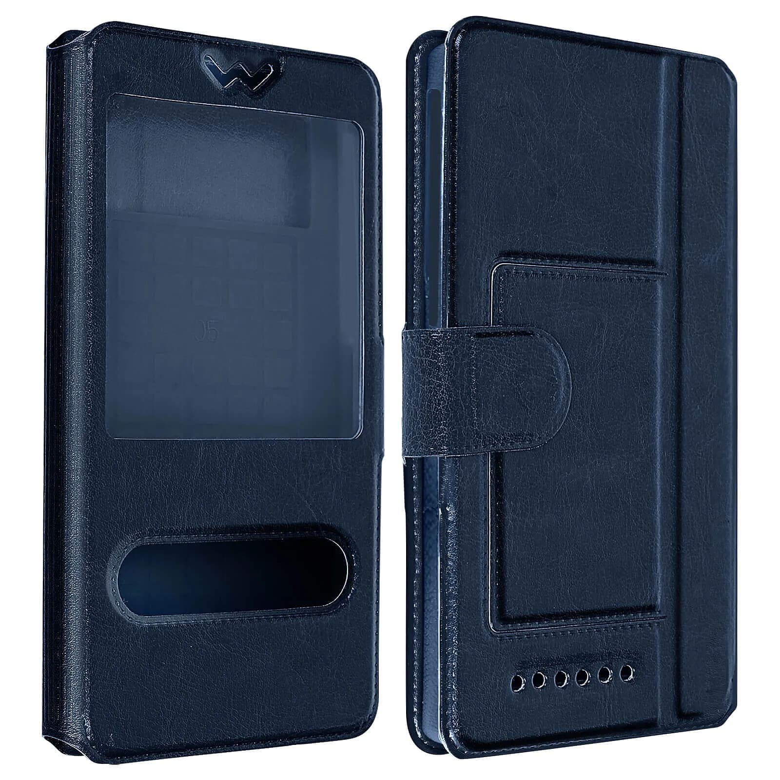 Avizar Étui Folio Taille XL Extra Slim avec Support et 2 Fenêtres de Décrochage