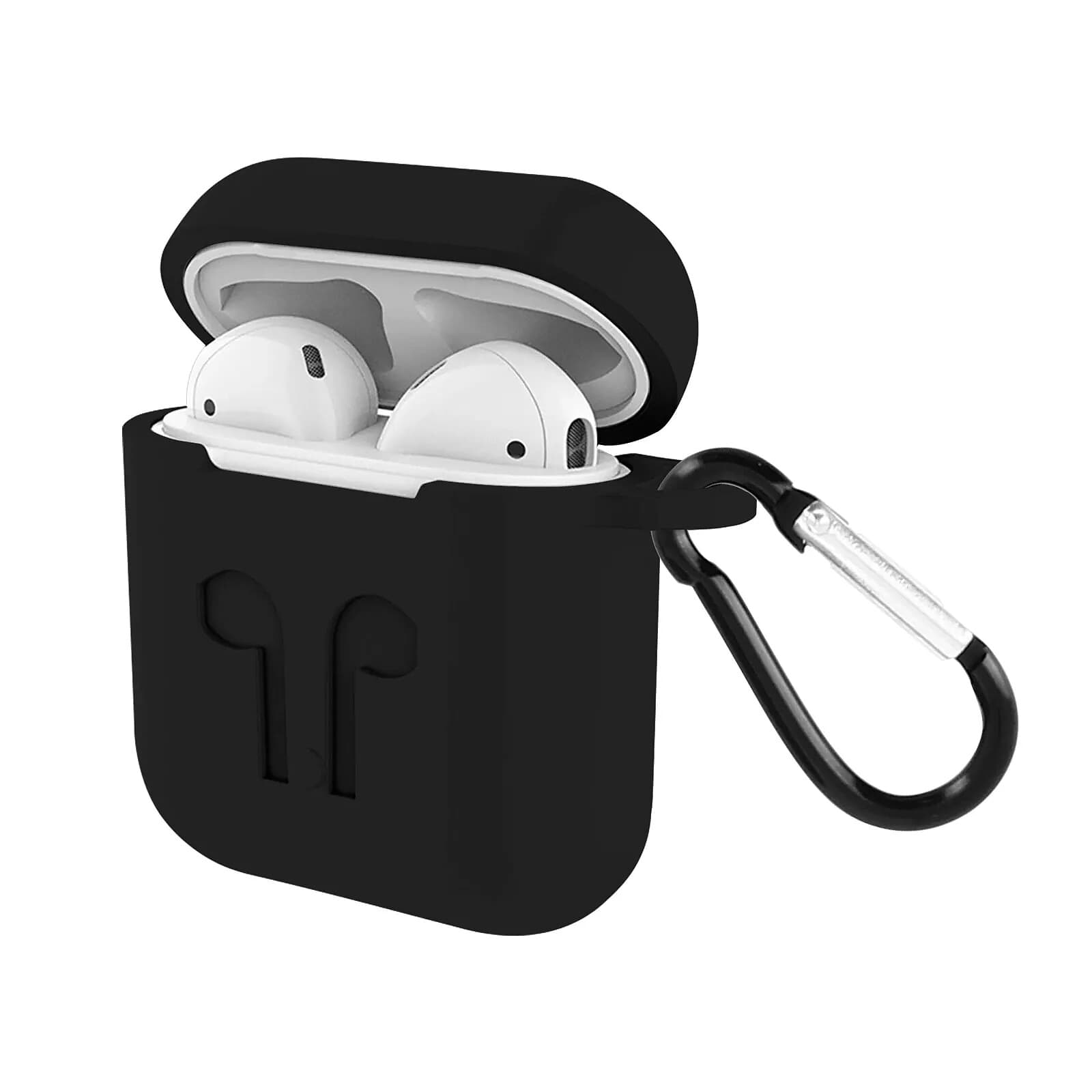 Avizar Coque pour AirPods 1 / 2 Souple Anti-traces Anti-rayures avec Mousqueton Noir