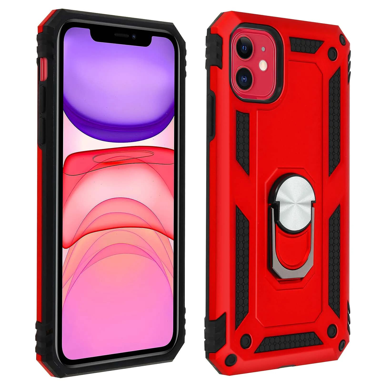 Avizar Coque pour iPhone 11 Antichoc bi-matières Bague Support Vidéo