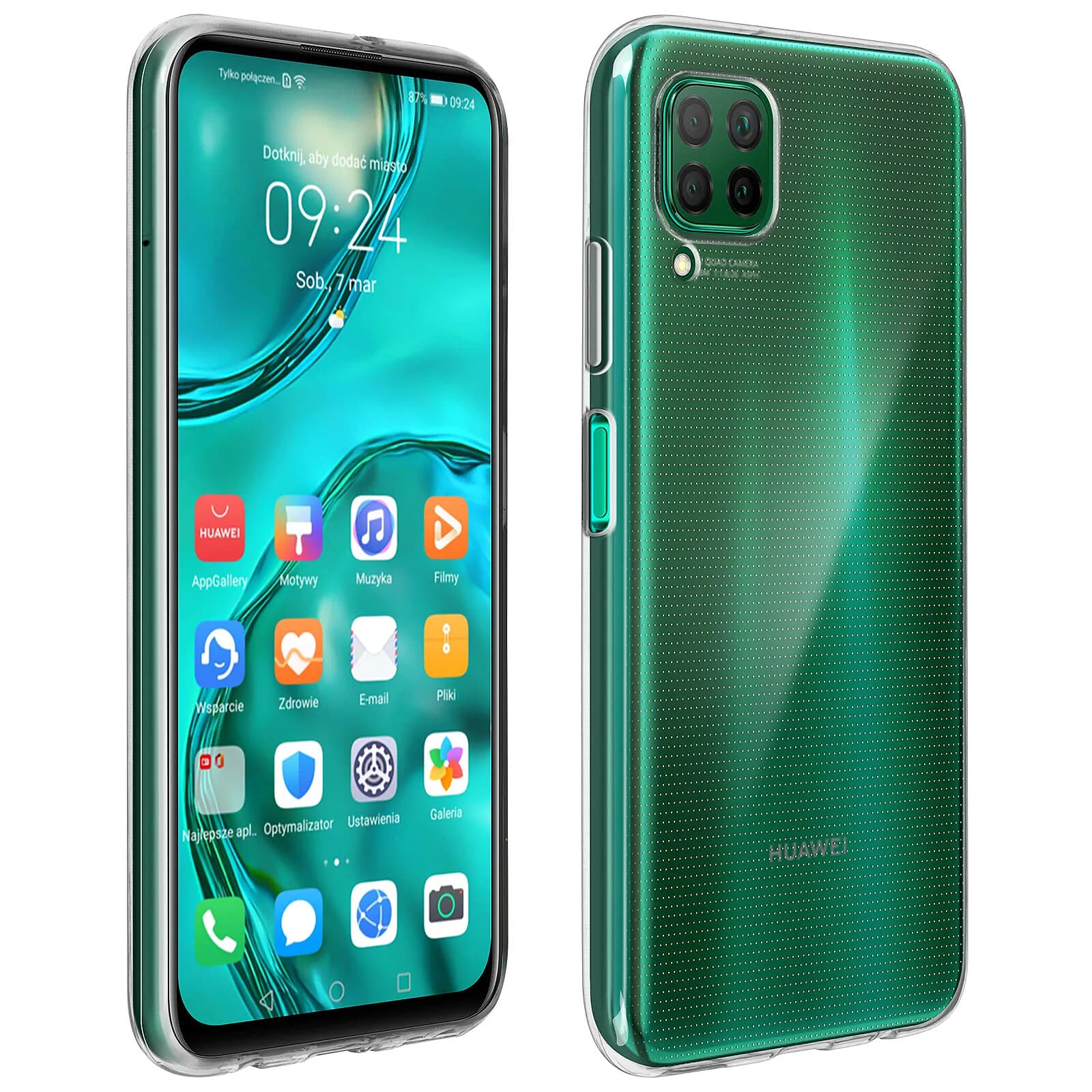Avizar Coque Huawei P40 Lite Rigide & Film Écran Verre Trempé 9H