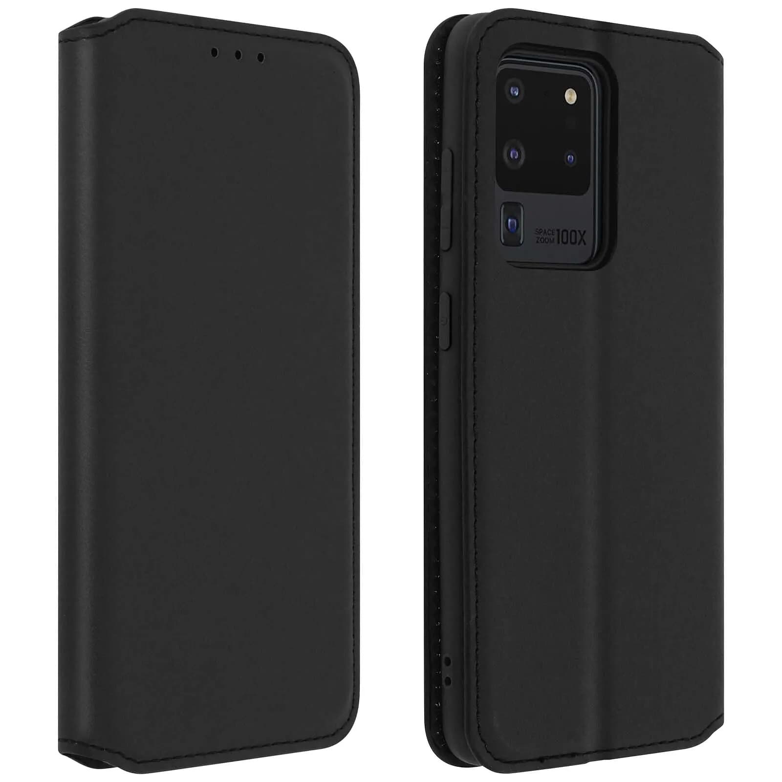 Housse pour Samsung Galaxy S20 Ultra Étui Folio Portefeuille Fonction Support Noir