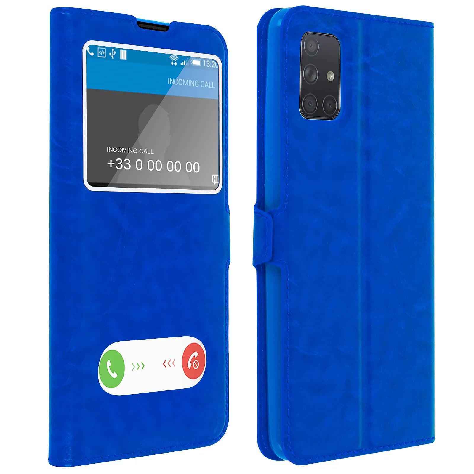 Avizar Housse pour Samsung Galaxy A71 Protection Double Fenêtre Fonction Support