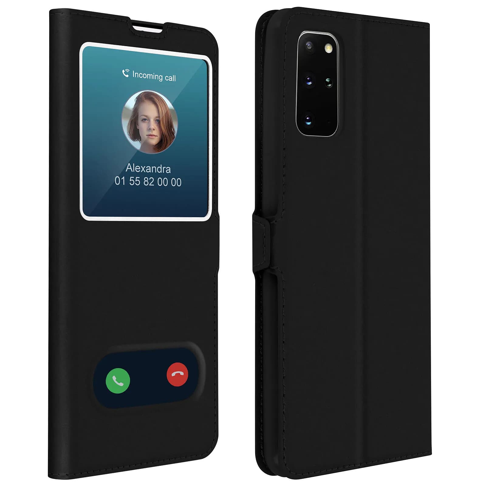 Housse pour Samsung Galaxy S20 Plus Protection Double Fenêtre Fonction Support Noir