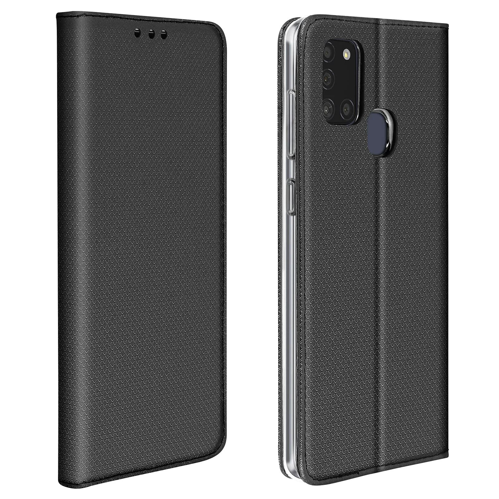 Étui pour Samsung Galaxy A21s Housse Folio Porte-carte Fonction Support Vidéo Noir
