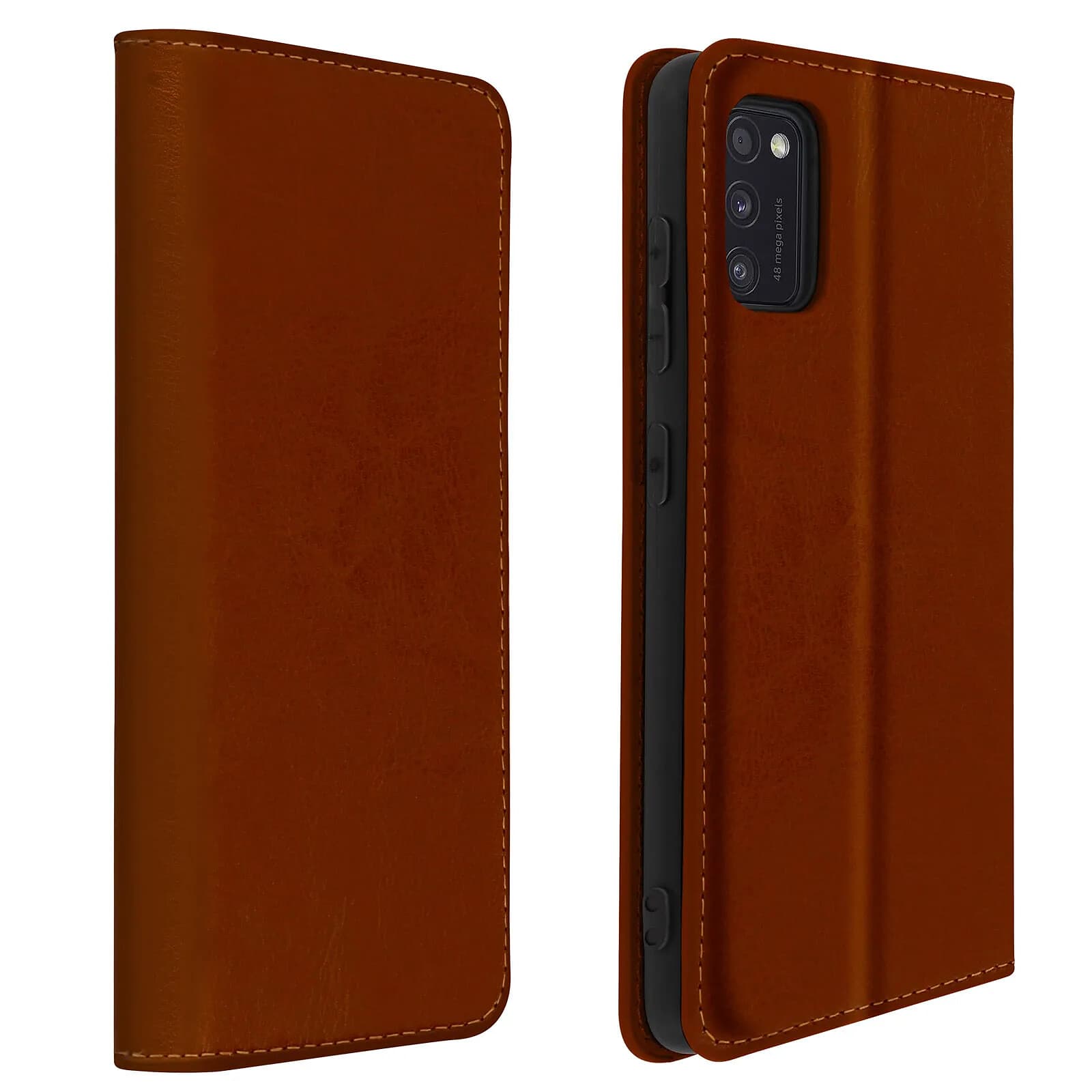 Avizar Étui pour Samsung Galaxy A41 Folio Cuir Véritable Porte-carte Support Vidéo
