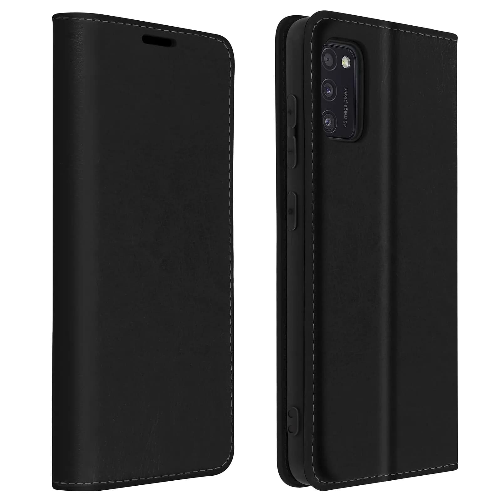 Avizar Étui pour Samsung Galaxy A41 Folio Cuir Véritable Porte-carte Support Vidéo