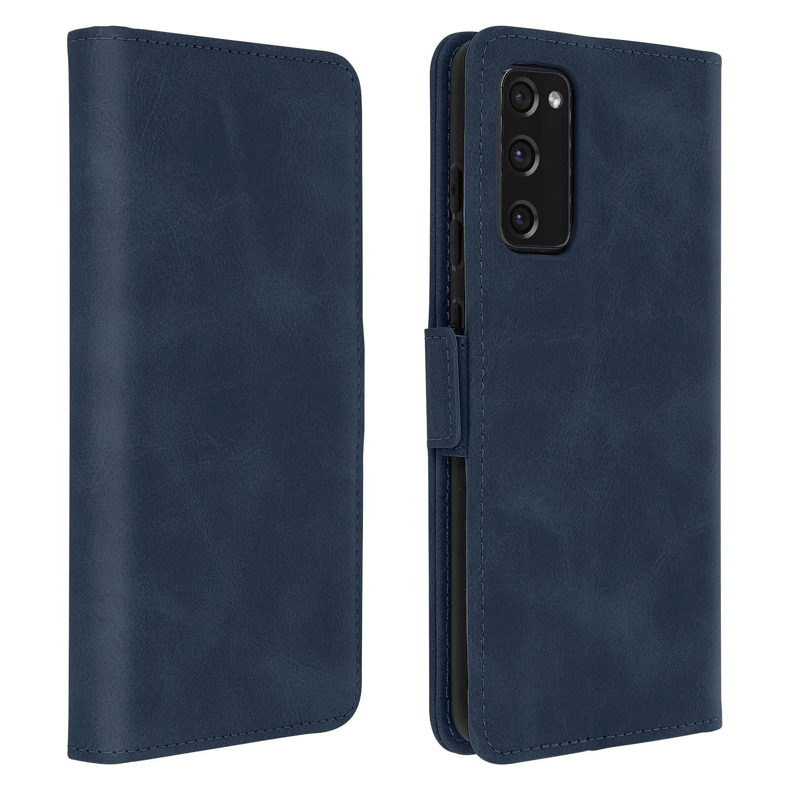 Étui pour Samsung S20 FE Style Vintage avec Porte-cartes et Support Vidéo Bleu