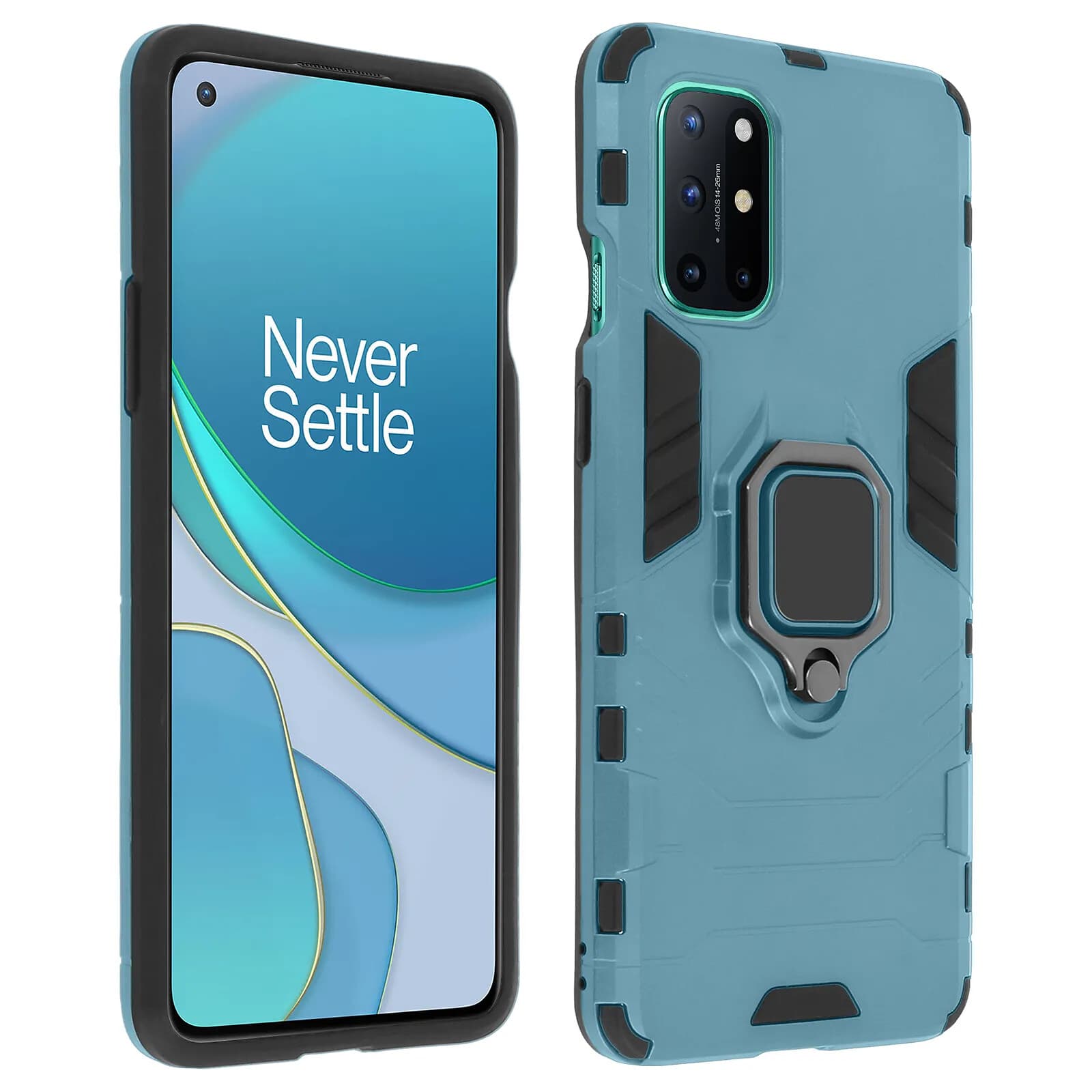Avizar Coque pour OnePlus 8T Hybride Antichoc Bague Métallique Support Vidéo