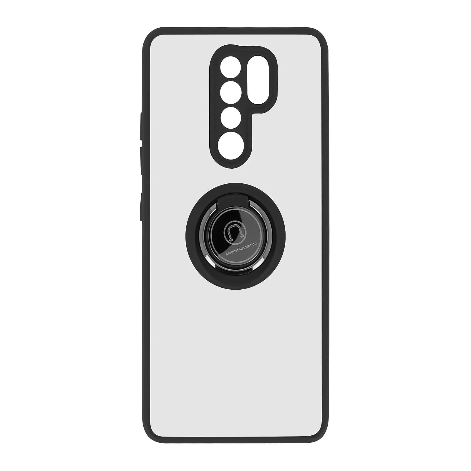 Avizar Coque pour Xiaomi Redmi 9 Bi-matière Bague Métallique Fonction Support