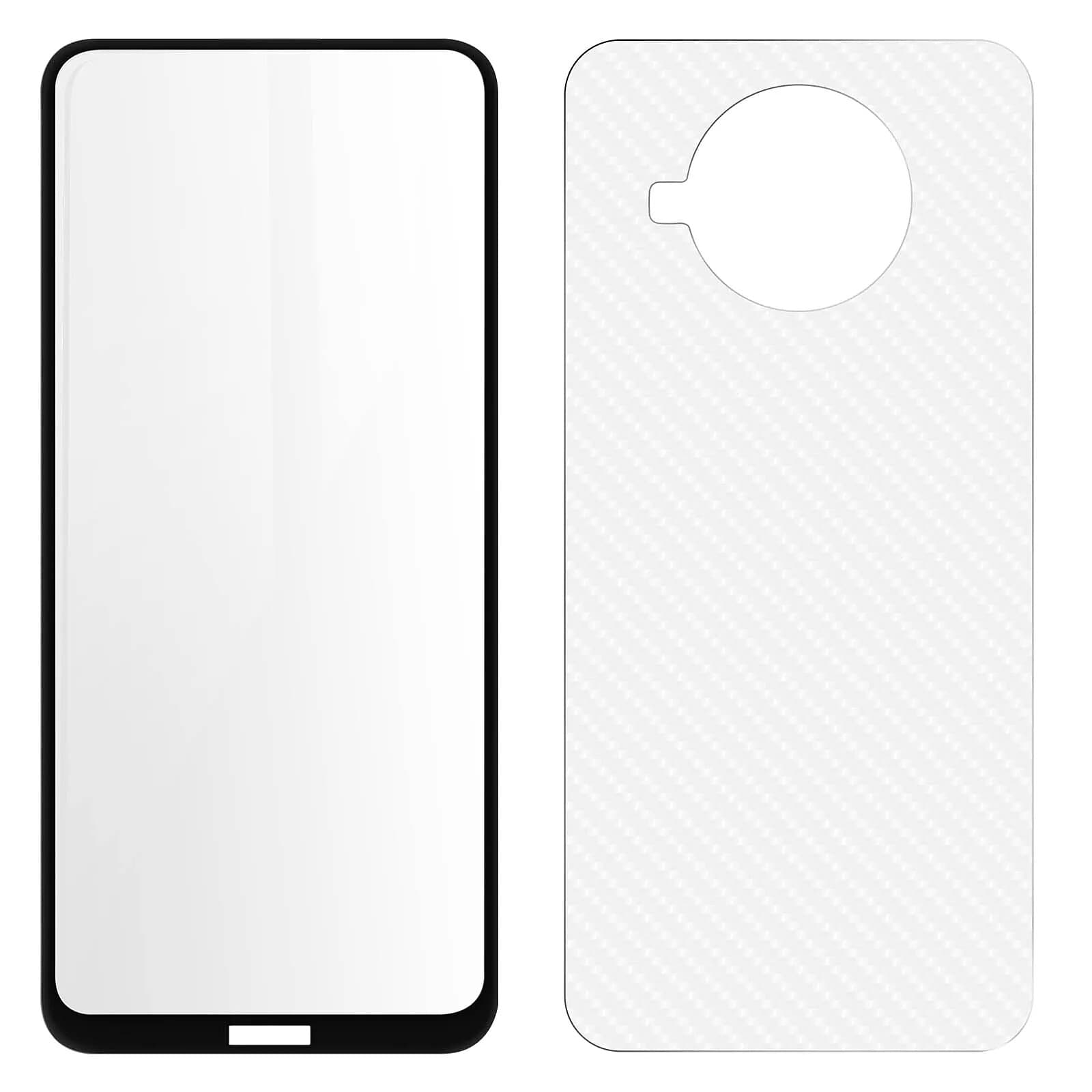 Avizar Film pour Nokia X20 et X10 Avant Verre Trempé et Arrière Souple Carbone
