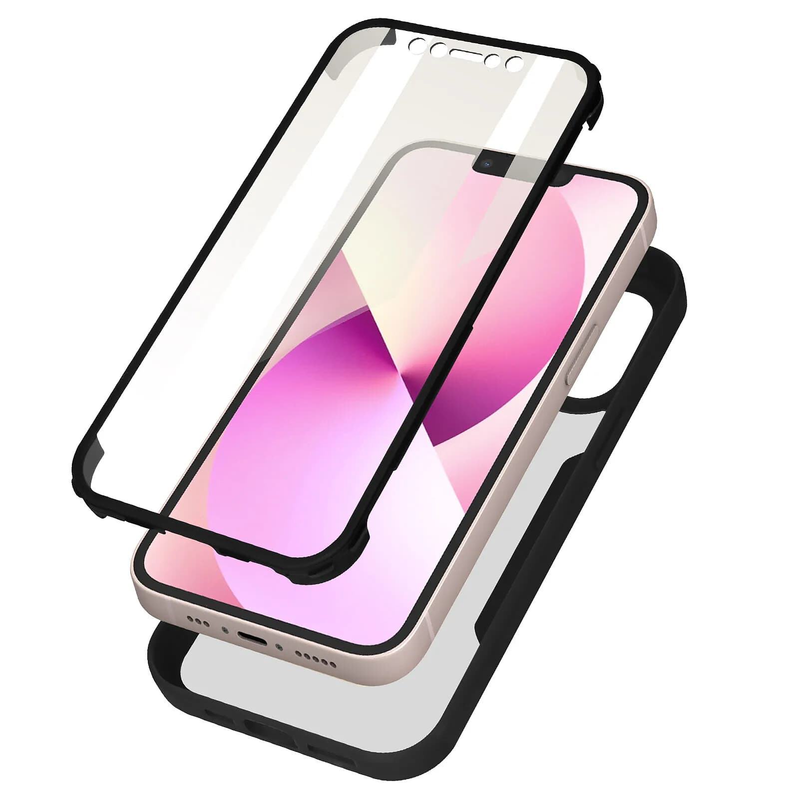 Avizar Coque pour iPhone 13 Dos Plexiglas Avant Polymère Coins Renforcés