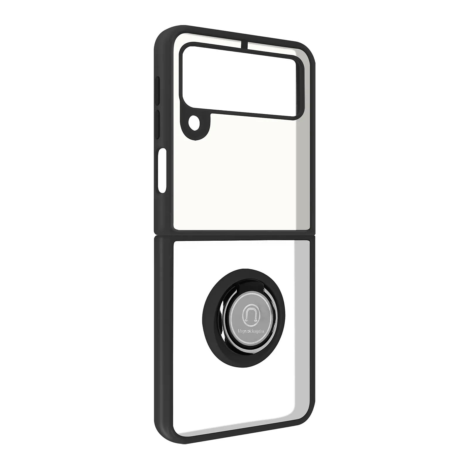 Avizar Coque pour Samsung Galaxy Z Flip 3 Bi-matière Bague Métallique Support Vidéo