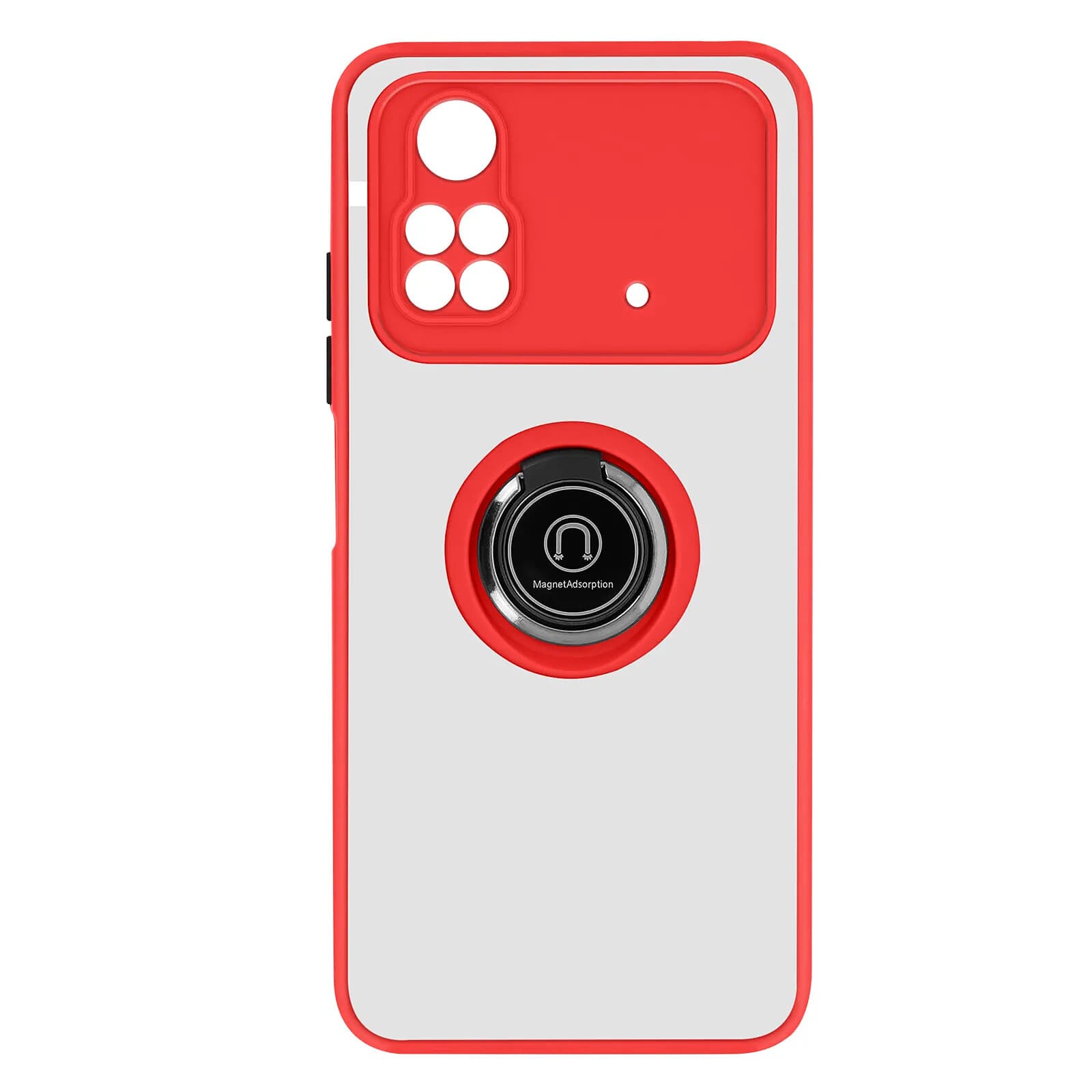 Avizar Coque pour Xiaomi Poco M4 Pro Bi-matière Bague Métallique Support Vidéo