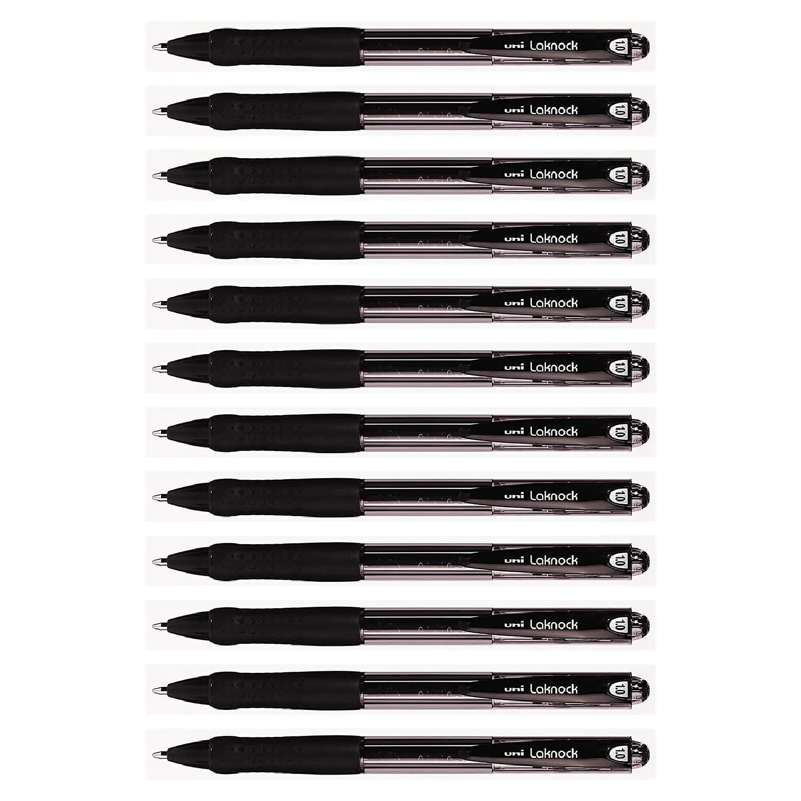 UNI-BALL Stylo bille Laknock SN100/10 rétractable grip pointe moyenne 1mm Noir x 12
