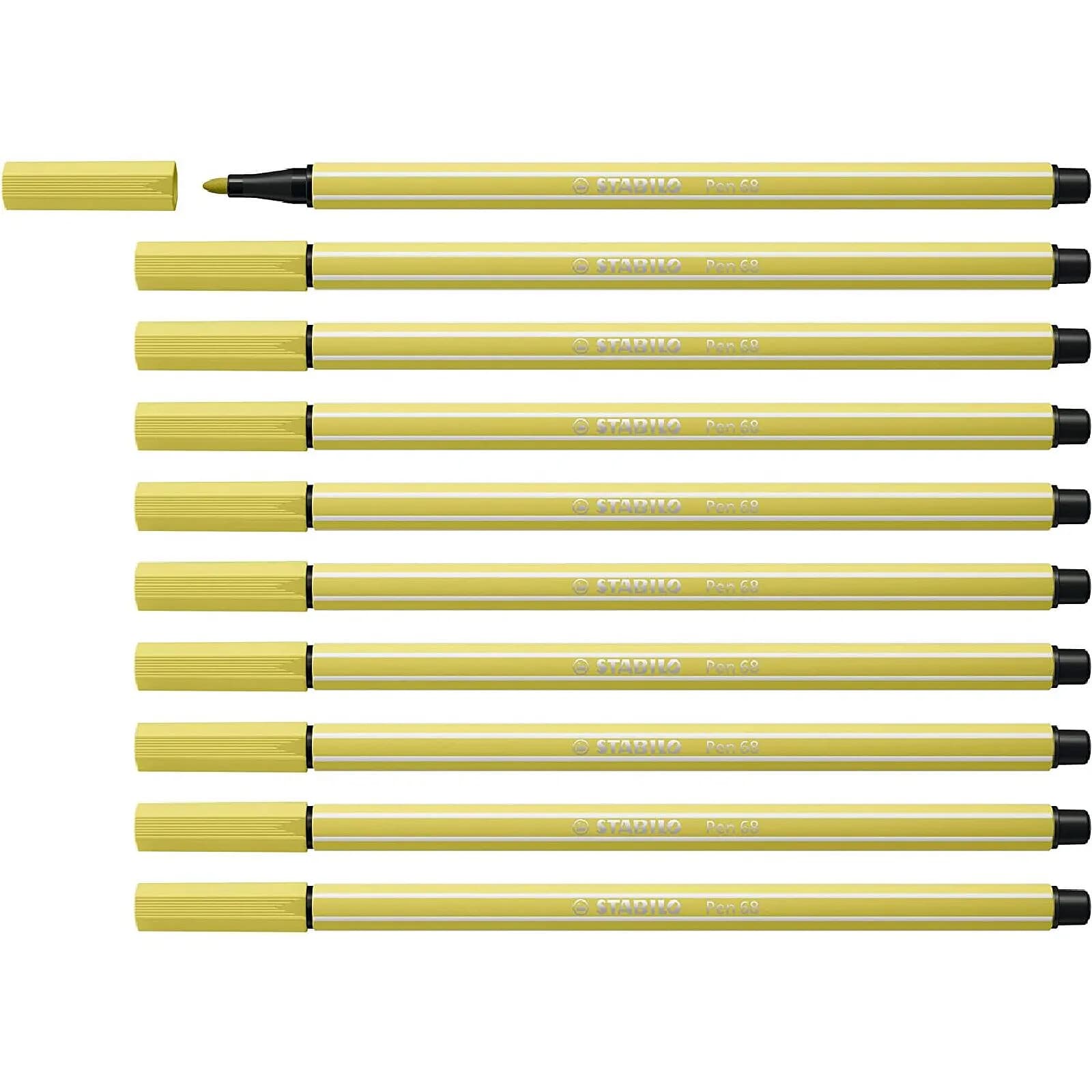 STABILO Stylo feutre Pen 68, jaune moutarde x 10