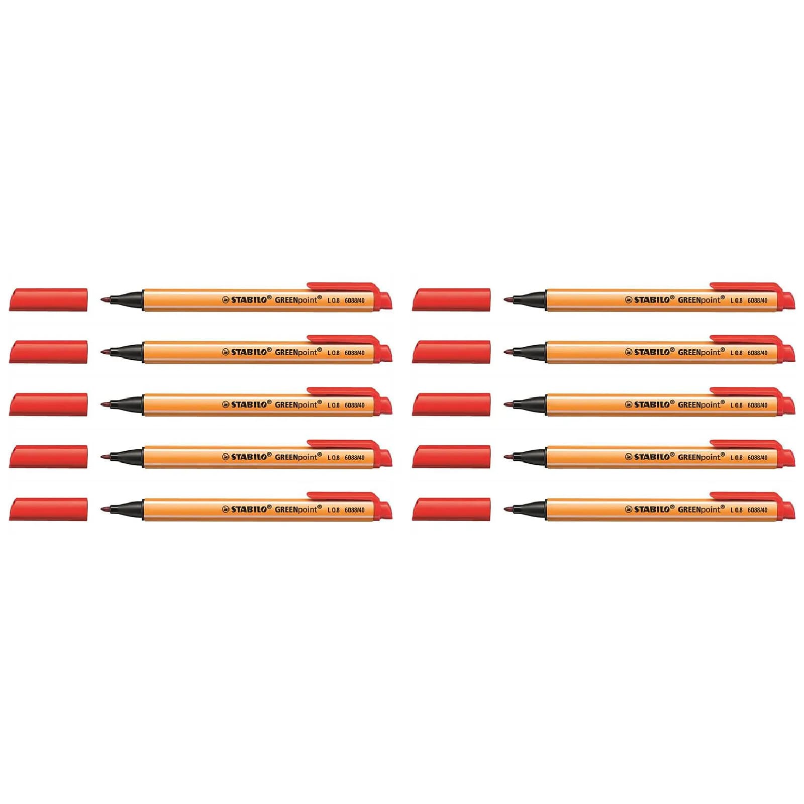 STABILO Stylo Feutre GREENpoint Pointe large 0,8 mm Rouge x 10