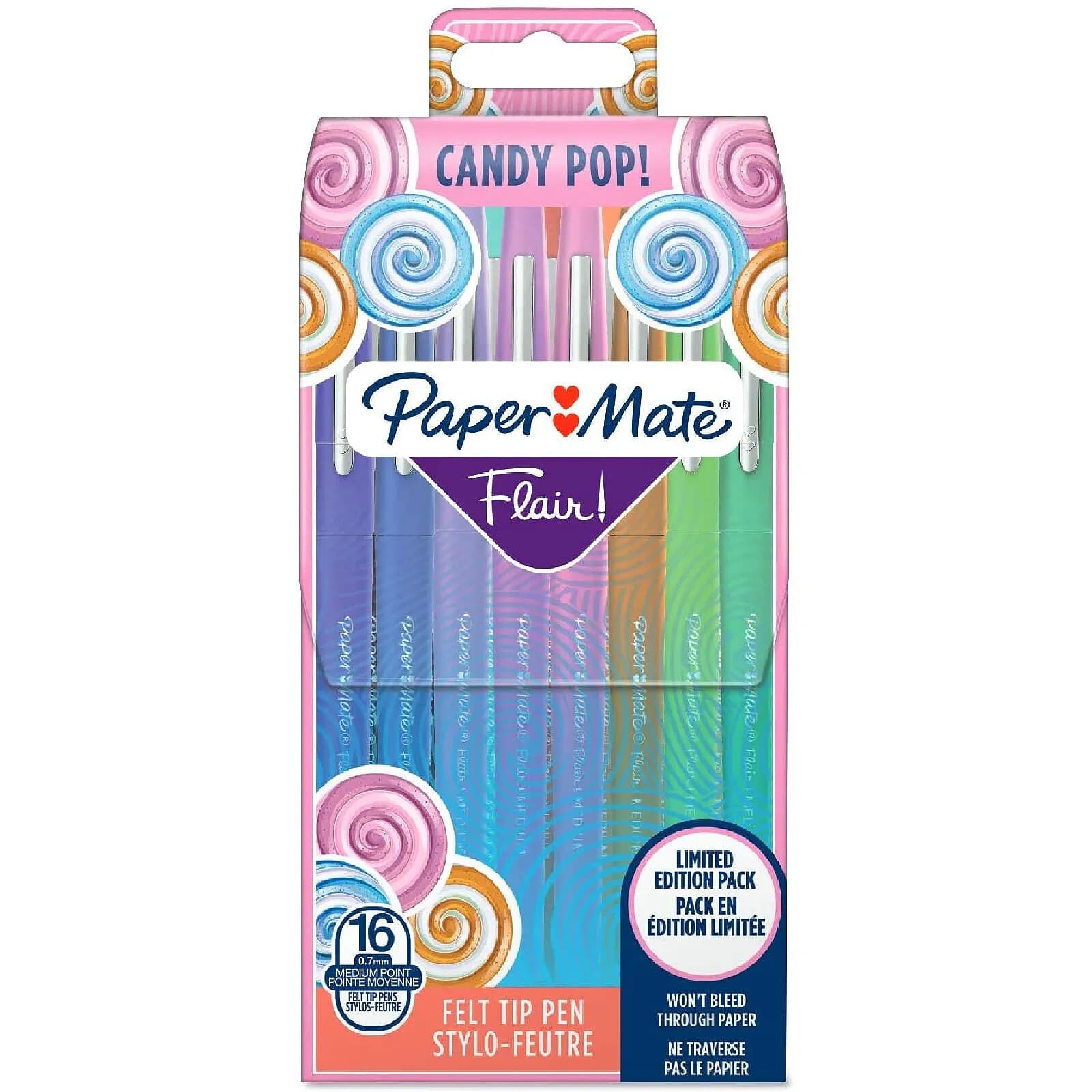 PAPER MATE Pochette de 16 Stylo feutre Flair 'Candy Pop' pointe moyenne Assortis
