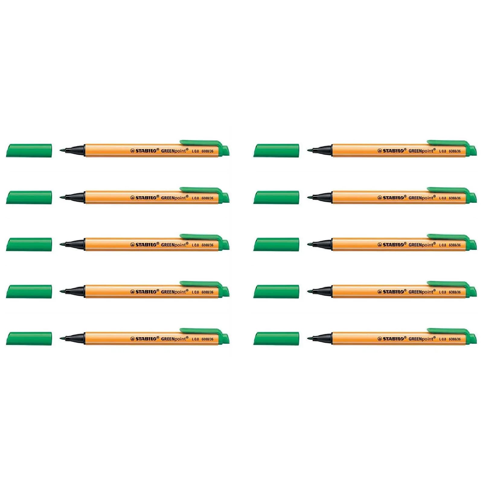 STABILO Stylo Feutre GREENpoint Pointe large 0,8 mm Vert x 10