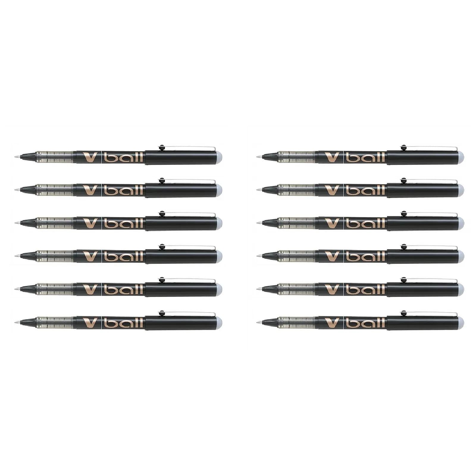 PILOT Stylo Roller Encre Liquide V-BALL 10 Pointe Large Noir x 12